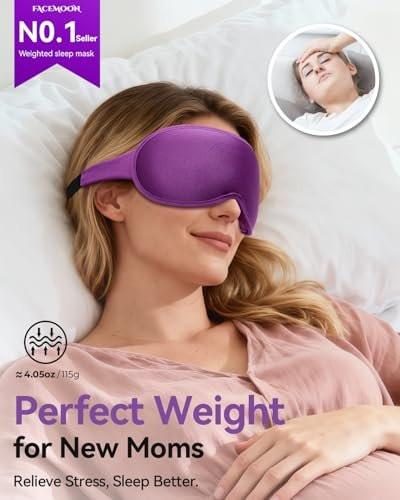Gewichtete Schlafmaske für Frauen – 3D konturierte Null-Augen-Druck, wimpernfreundliche Tiefenaugenbecher, verstellbarer Gleitverschluss, Selbstpflege- und Entspannungsgeschenk für sie (Lila)