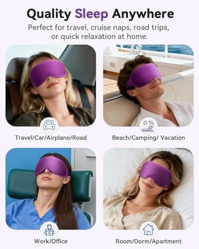Gewichtete Schlafmaske für Frauen – 3D konturierte Null-Augen-Druck, wimpernfreundliche Tiefenaugenbecher, verstellbarer Gleitverschluss, Selbstpflege- und Entspannungsgeschenk für sie (Lila)