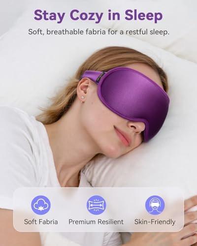 Gewichtete Schlafmaske für Frauen – 3D konturierte Null-Augen-Druck, wimpernfreundliche Tiefenaugenbecher, verstellbarer Gleitverschluss, Selbstpflege- und Entspannungsgeschenk für sie (Lila)