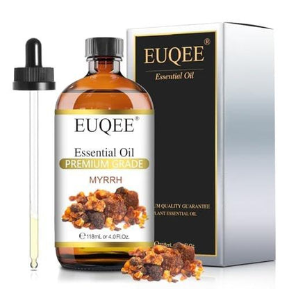 EUQEE Myrrhe-Ätherisches Öl, Premium Myrrhe Öl mit Glaspipette für Aromatherapie, Diffuser, Seifen- und Kerzenherstellung - 118 ml
