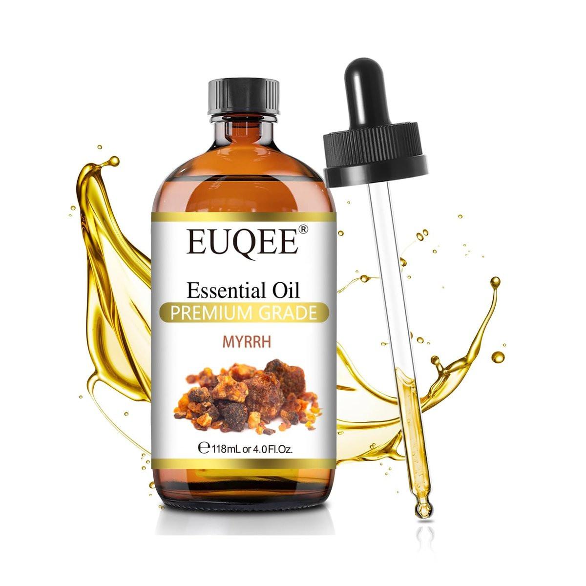 EUQEE Myrrhe-Ätherisches Öl, Premium Myrrhe Öl mit Glaspipette für Aromatherapie, Diffuser, Seifen- und Kerzenherstellung - 118 ml