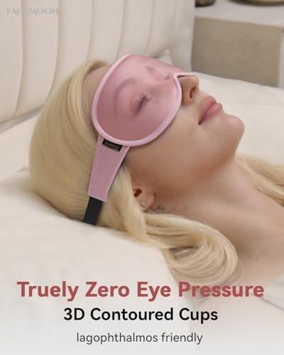 Gewichtete Blackout-Schlafmaske für Frauen – 3D konturierte Null-Augen-Druck, wimpernfreundliche Tiefenaugenbecher, verstellbarer Schiebeschnallenverschluss – Rosa