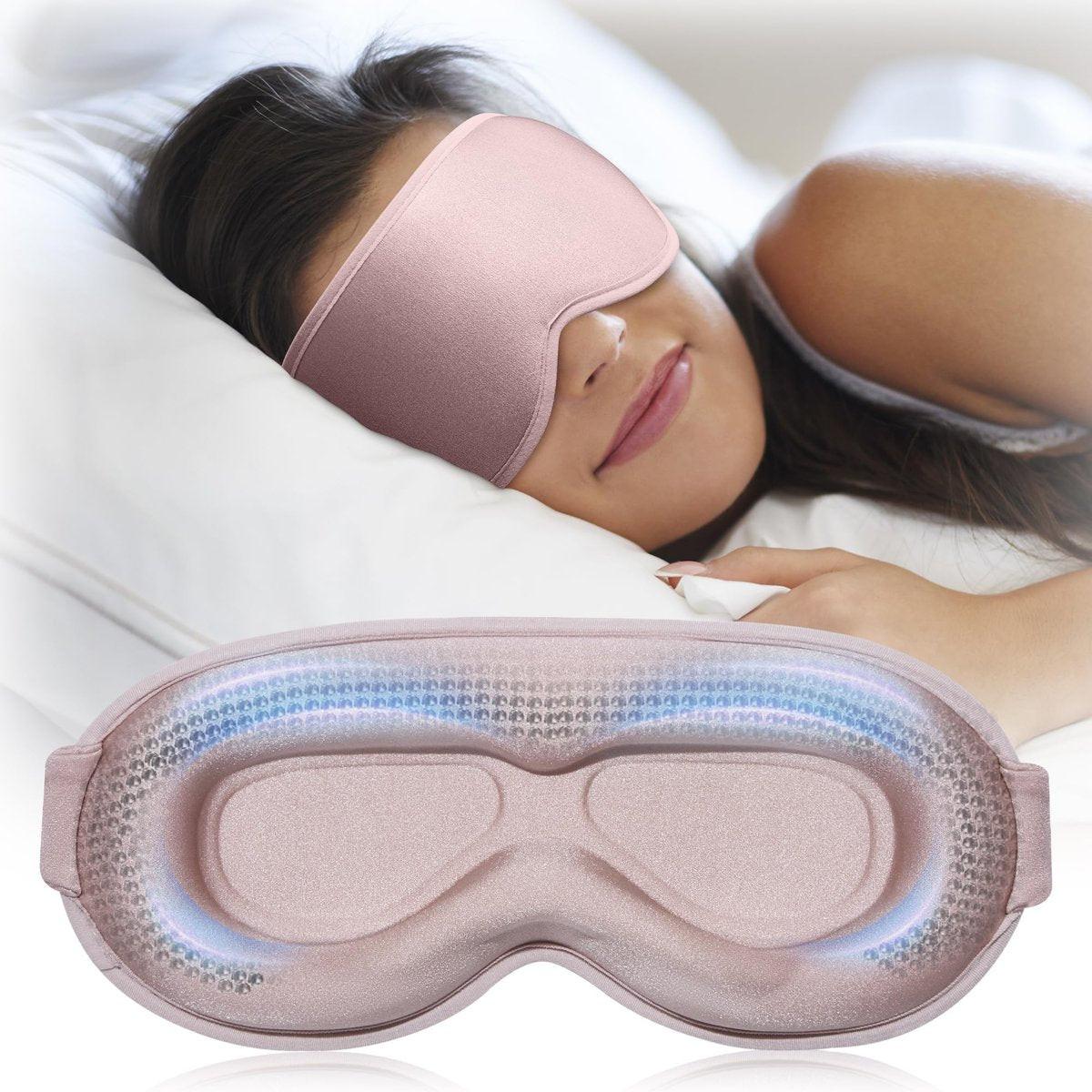 Gewichtete Blackout-Schlafmaske für Frauen – 3D konturierte Null-Augen-Druck, wimpernfreundliche Tiefenaugenbecher, verstellbarer Schiebeschnallenverschluss – Rosa