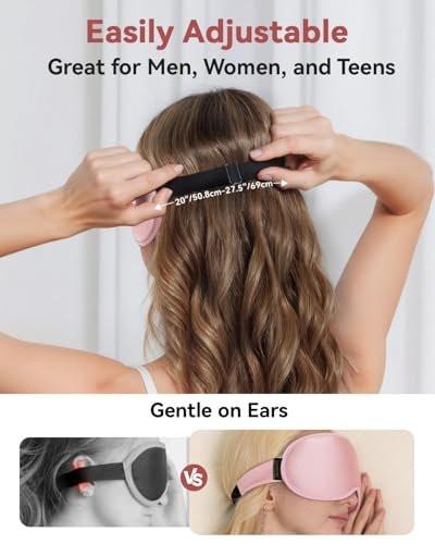 Gewichtete Blackout-Schlafmaske für Frauen – 3D konturierte Null-Augen-Druck, wimpernfreundliche Tiefenaugenbecher, verstellbarer Schiebeschnallenverschluss – Rosa