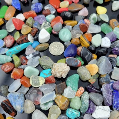 400+ Teile (680 g) Edelsteine und Kristalle Set, über 30 Sorten, bunte Tumbled Chips, für Schmuckherstellung, Chakra-Ausgleich, Gesteins- und Mineralien-Set (680 g)