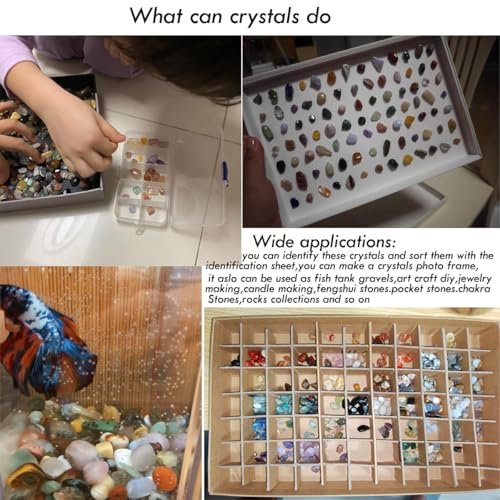 400+ Teile (680 g) Edelsteine und Kristalle Set, über 30 Sorten, bunte Tumbled Chips, für Schmuckherstellung, Chakra-Ausgleich, Gesteins- und Mineralien-Set (680 g)
