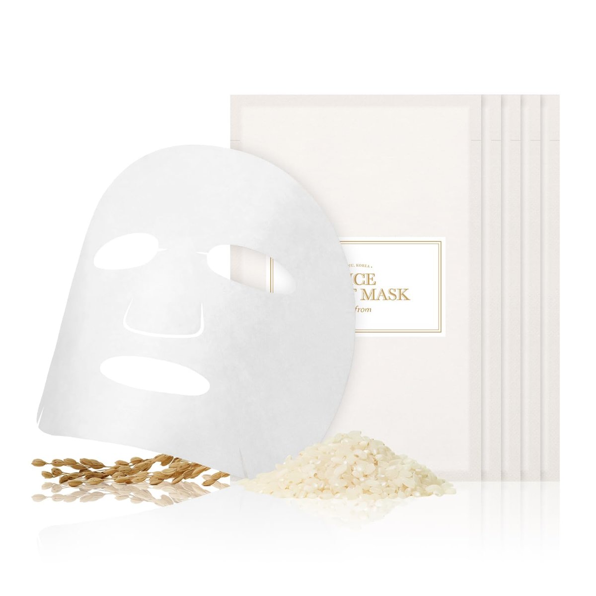 I'm from Rice Sheet Mask Pack of 5 – Korean Reispackung für trockene & Mischhaut, feuchtigkeitsspendend, biologisch abbaubar, vegan