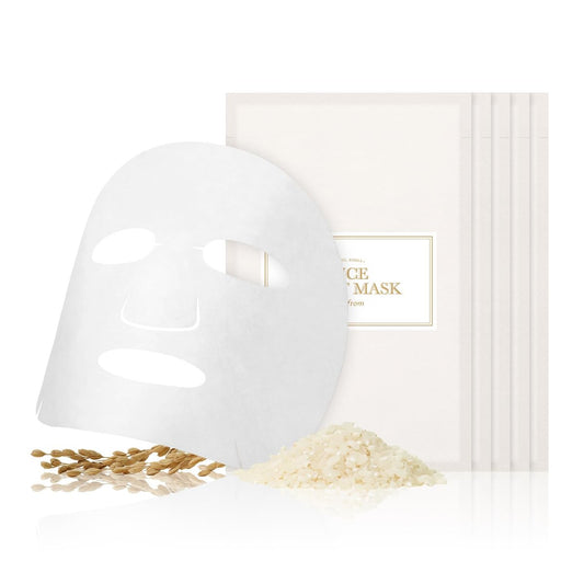 I'm from Rice Sheet Mask Pack of 5 – Korean Reispackung für trockene & Mischhaut, feuchtigkeitsspendend, biologisch abbaubar, vegan