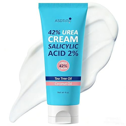 ASDToTio Urea Creme 42% - Fußpflege für trockene, rissige Fersen, Fußlotion mit 2% Salicylsäure, Teebaumöl, Sheabutter, Aloe Vera - für Füße, Hände, Fersen, Ellbogen, Knie und mehr - 118 ml