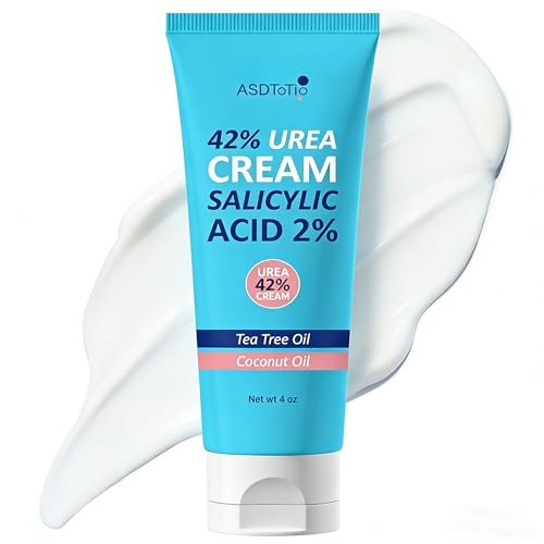 ASDToTio Urea Creme 42% - Fußpflege für trockene, rissige Fersen, Fußlotion mit 2% Salicylsäure, Teebaumöl, Sheabutter, Aloe Vera - für Füße, Hände, Fersen, Ellbogen, Knie und mehr - 118 ml