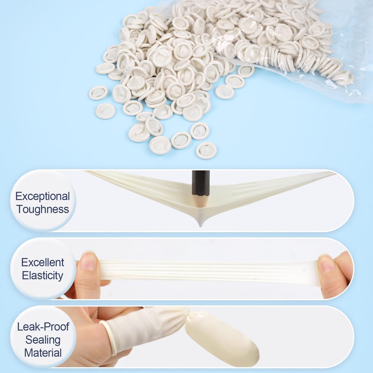 LECWELL Fingerlinge Fingerhandschuhe Einweg (ca. 480 Stück), Medium Fingerschutz, Fingerkuppenschutz für Elektronikreparatur, Handarbeit, Industrie