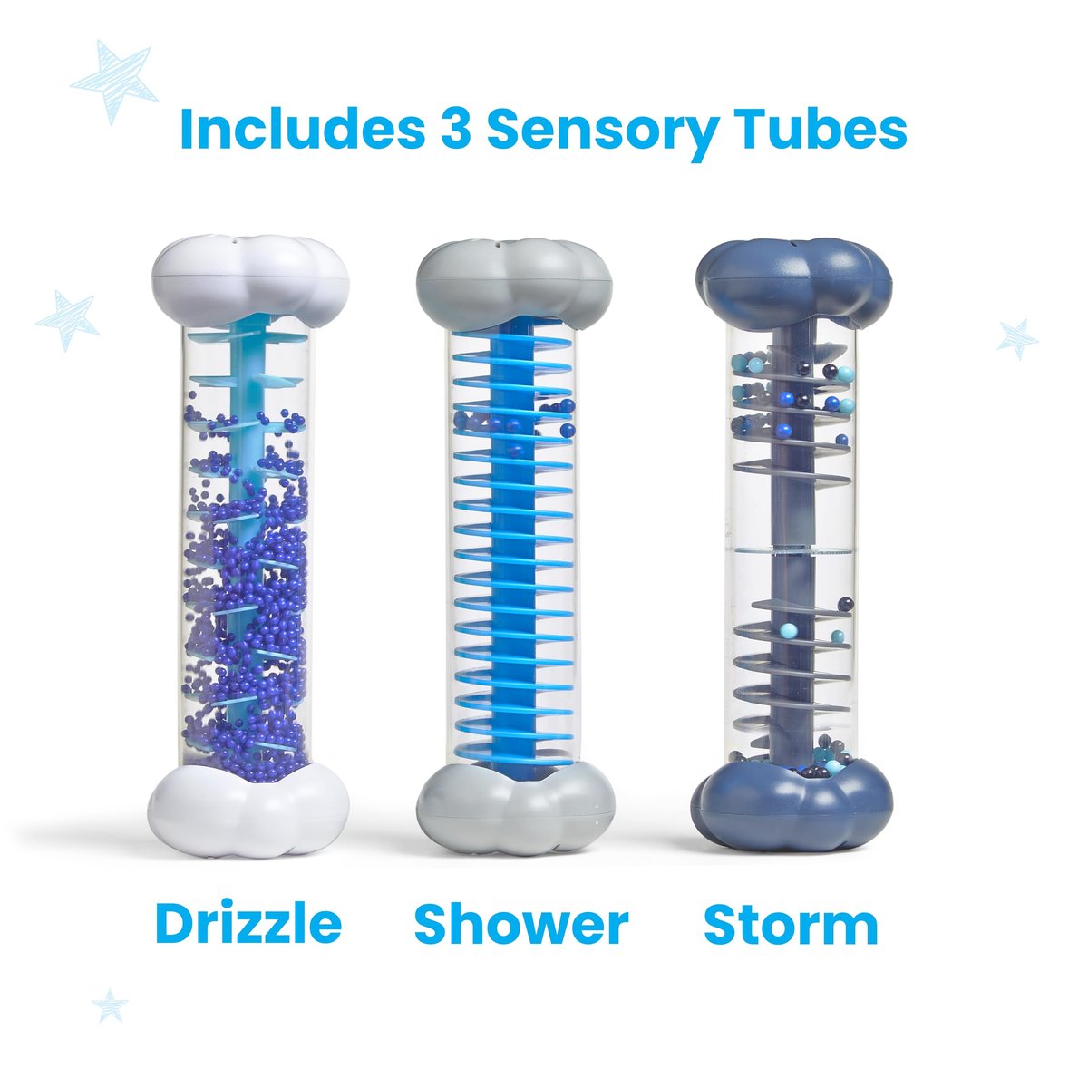 hand2mind Beruhigende sensorische Röhren – Regenklang-Fidget-Röhren, Regenstab-Instrument, sensorisches Spielzeug für Kleinkinder, Zubehör für die Ruheecke, Wissenschaftsklassenzimmer-Wetter-Spielzeug, Spieltherapie-Aktivitäten
