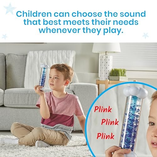hand2mind Beruhigende sensorische Röhren – Regenklang-Fidget-Röhren, Regenstab-Instrument, sensorisches Spielzeug für Kleinkinder, Zubehör für die Ruheecke, Wissenschaftsklassenzimmer-Wetter-Spielzeug, Spieltherapie-Aktivitäten