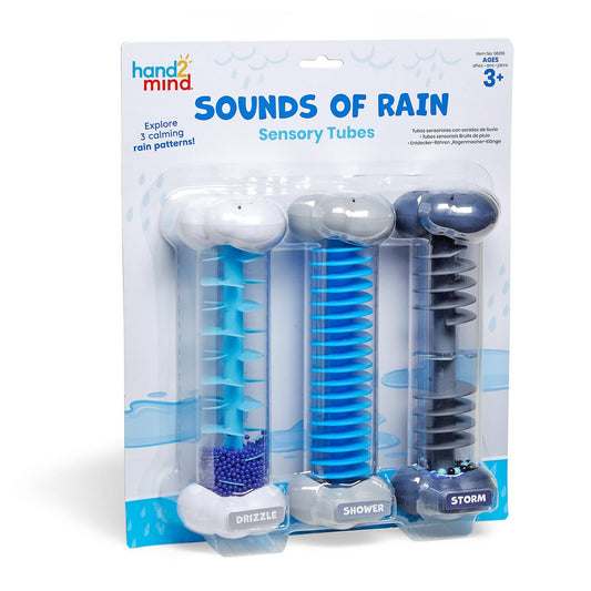 hand2mind Beruhigende sensorische Röhren – Regenklang-Fidget-Röhren, Regenstab-Instrument, sensorisches Spielzeug für Kleinkinder, Zubehör für die Ruheecke, Wissenschaftsklassenzimmer-Wetter-Spielzeug, Spieltherapie-Aktivitäten