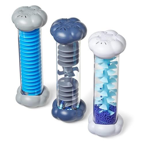 hand2mind Beruhigende sensorische Röhren – Regenklang-Fidget-Röhren, Regenstab-Instrument, sensorisches Spielzeug für Kleinkinder, Zubehör für die Ruheecke, Wissenschaftsklassenzimmer-Wetter-Spielzeug, Spieltherapie-Aktivitäten