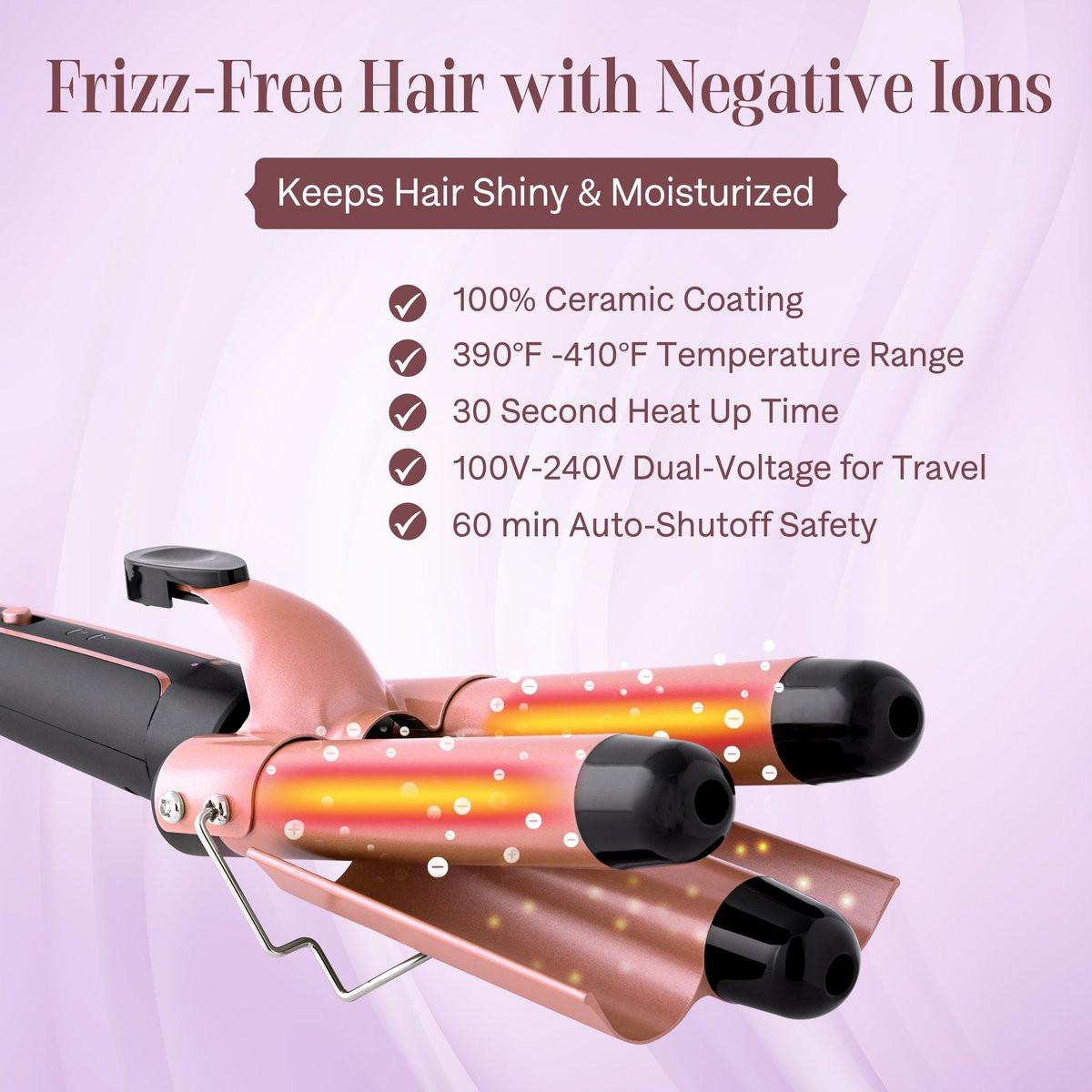 Asani 6-in-1 Lockenstab Set - Multifunktionaler Haarcurler mit 3-in-1 Barrel, Crimper, Tapered & Spiral Lockenstab - Schnell aufheizender Reise-Hairstyler für Frauen mit Dual Voltage (110-240V AC)