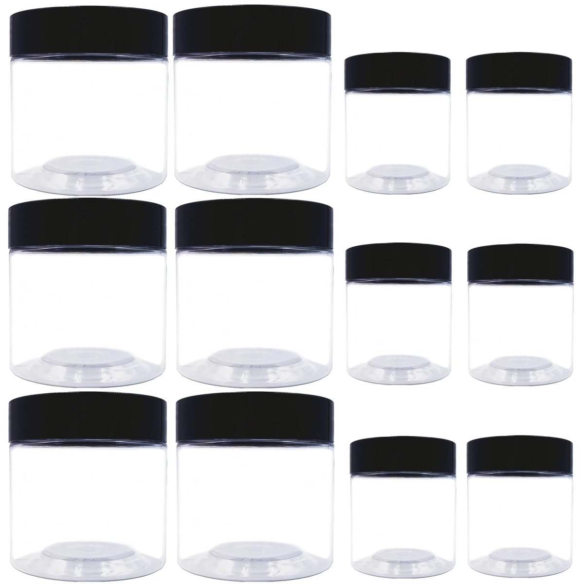 Hodooly 8 oz & 4 oz Plastikbehälter mit Deckel (Set mit 12) – Klare Plastikgläser für Körperbutter, Badesalz, Schleim und Schönheitsprodukte