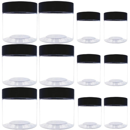 Hodooly 8 oz & 4 oz Plastikbehälter mit Deckel (Set mit 12) – Klare Plastikgläser für Körperbutter, Badesalz, Schleim und Schönheitsprodukte