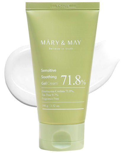 Mary&May Sensitive Soothing Gel Cream – Kühlende & beruhigende Gesichtscreme mit Teebaum und Houttuynia Cordata, Porenverfeinernd, 100ml