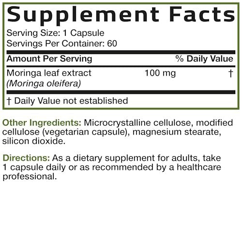Bronson Moringa Extra Strength Kapseln – Moringa Oleifera Pulver, 60 Kapseln