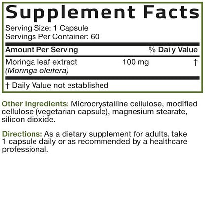 Bronson Moringa Extra Strength Kapseln – Moringa Oleifera Pulver, 60 Kapseln