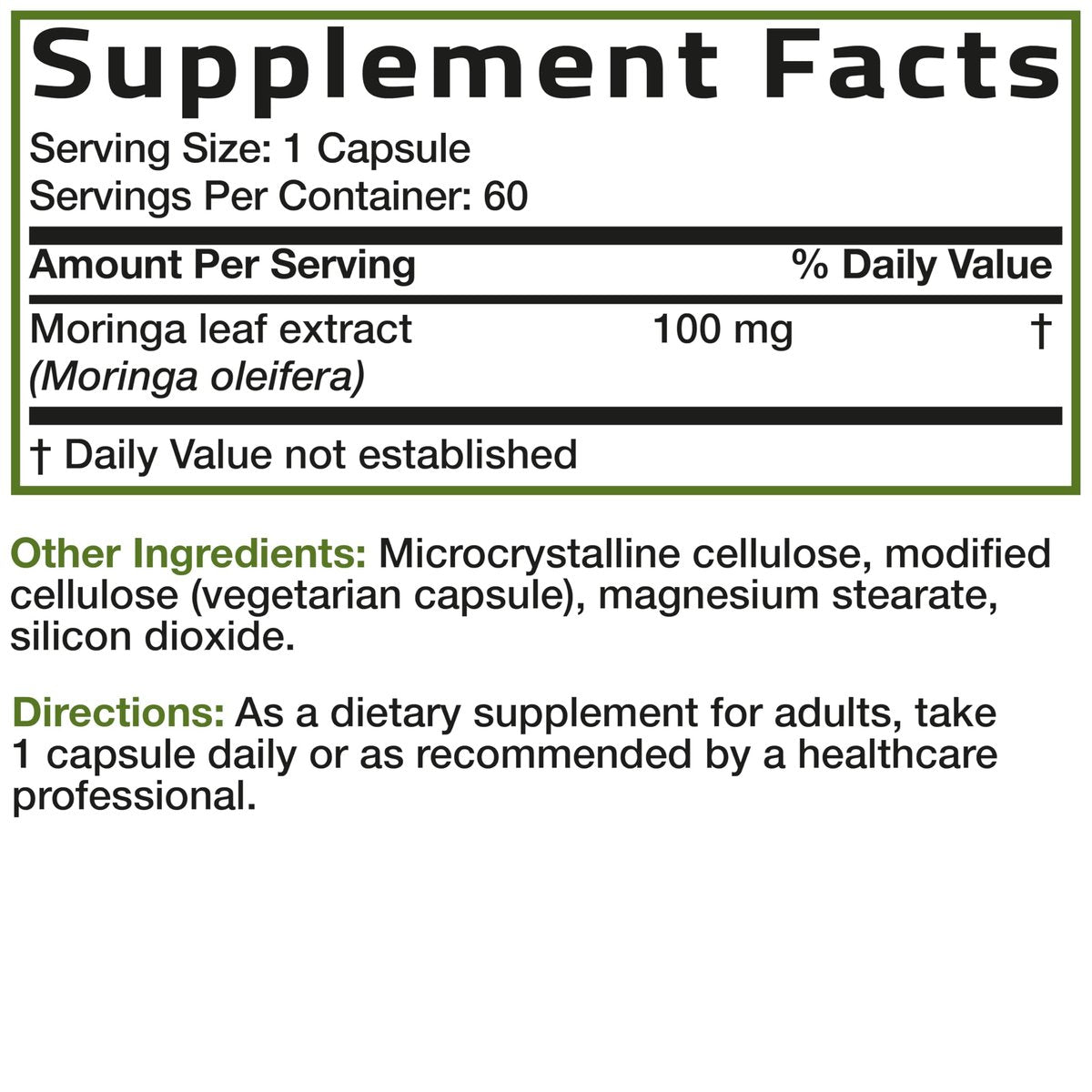 Bronson Moringa Extra Strength Kapseln – Moringa Oleifera Pulver, 60 Kapseln