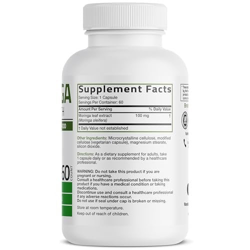 Bronson Moringa Extra Strength Kapseln – Moringa Oleifera Pulver, 60 Kapseln