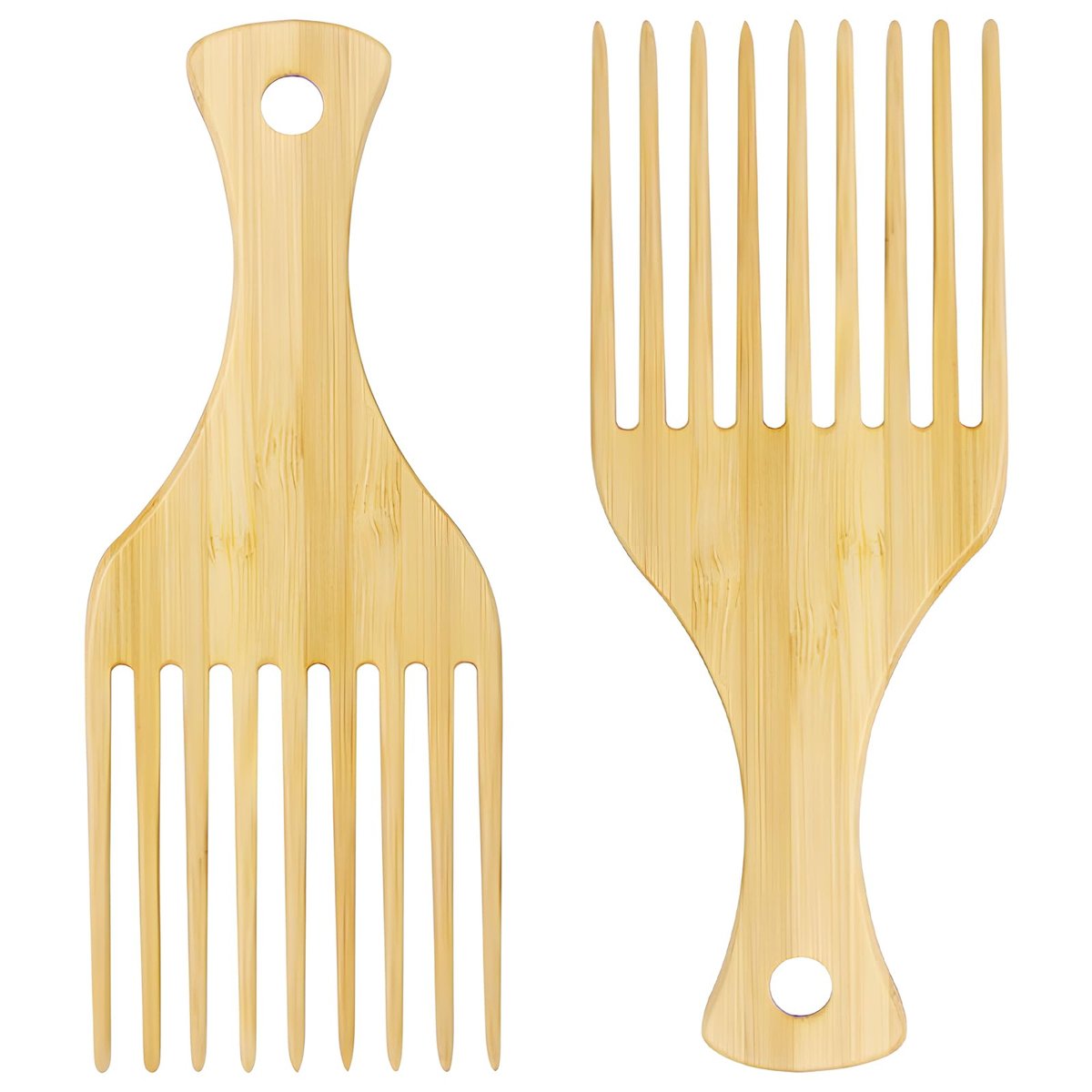2-teiliges Bambus-Kamm-Set für Afro-Haar: Natürliche antistatische Picks für lockiges, dickes Haar, ideal für Männer und Frauen, umweltfreundliche Styling- und Entwirrungslösung