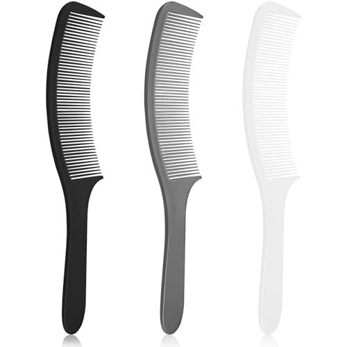 3-teiliges Friseurkamm-Set für Haarschnitte – Schwarz, Weiß, Grau – Ergonomisches Flachdesign für Profis