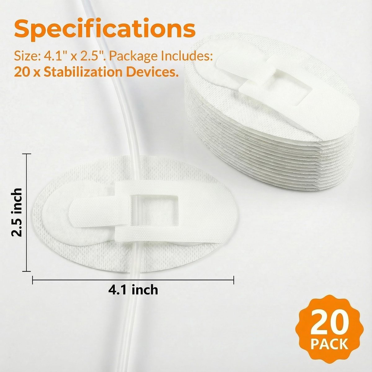 20-teiliges Katheterfixierungsset, Katheterhalter, Harnröhrenfixierungspflaster für Nephrostomie, PEG, G-Sonde, Klebeband mit Klettverschluss für Katheter, weiß