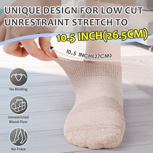 Bulinlulu Diabetikersocken für Damen und Herren, 6 Paar Niedrige Socken ohne Bindung, Bambus-Nahtlose Socken für Herren Größe 9-12 13-15 (Schwarz-Mittel)
