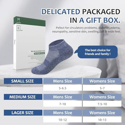Bulinlulu Diabetikersocken für Damen und Herren, 6 Paar Niedrige Nicht-Bindende Diabetikersocken, Knöchel-Nahtlose Socken für Männer 6-9 9-12 (Dunkel-Groß)