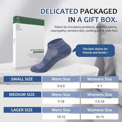 Bulinlulu Diabetikersocken für Damen und Herren, 6 Paar Niedrige Socken ohne Bindung, Bambus-Nahtlose Socken für Herren Größe 9-12 13-15 (Schwarz-Mittel)
