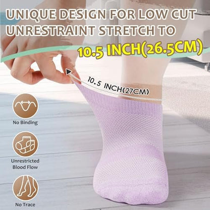 Bulinlulu Diabetikersocken für Damen und Herren, 6 Paar Niedrig geschnittene, nicht einschnürende Diabetikersocken, Knöchel-Nahtlose Socken für Männer 6-9 9-12 (Weiß-Groß)