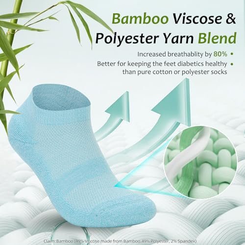 Bulinlulu Diabetikersocken für Damen und Herren, 6 Paar Niedrig geschnittene, nicht einschnürende Diabetikersocken, Knöchel-Nahtlose Socken für Männer 6-9 9-12 (Weiß-Groß)