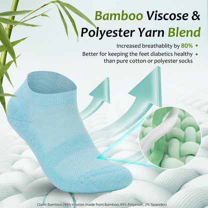 Bulinlulu Diabetikersocken für Damen und Herren, 6 Paar Niedrig geschnittene, nicht einschnürende Diabetikersocken, Knöchel-Nahtlose Socken für Männer 6-9 9-12 (Weiß-Groß)