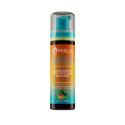 Mielle Organics Mango & Tulsi Nährende Seiden-Textur-Schaumfestiger – Gewichtsloser Schaum & Styling-Mousse für Lockenpflege – Pflegt, spendet Feuchtigkeit und verleiht Glanz (222 ml)