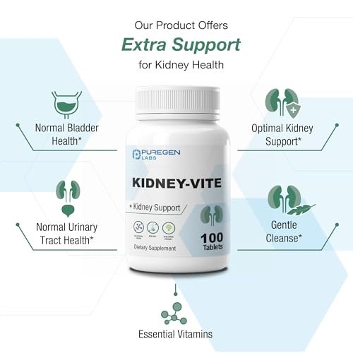 Puregen Labs Kidney-Vite | Nierenunterstützung & Nierengesundheit | Nicht-GVO, glutenfrei, ohne künstliche Farbstoffe – 100 vegane Tabletten