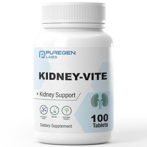Puregen Labs Kidney-Vite | Nierenunterstützung & Nierengesundheit | Nicht-GVO, glutenfrei, ohne künstliche Farbstoffe – 100 vegane Tabletten