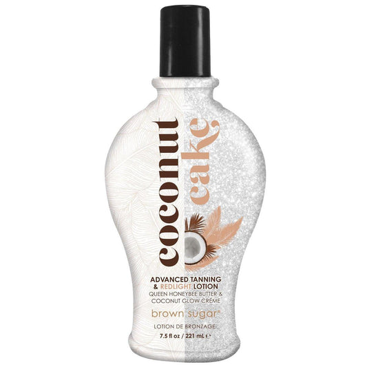 Brown Sugar Coconut Cake Bräunungslotion – Fortschrittliche Bräunung & Rotlicht-Mischung mit Royal Honey, Kokosbutter, Kollagen & Hyaluronsäure, 222 ml