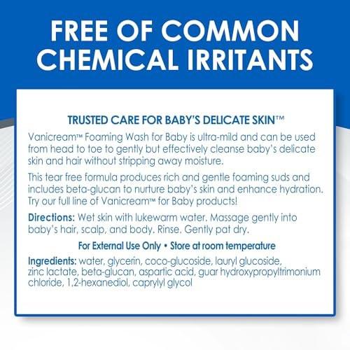 Vanicream Foaming Wash für Babys, 8 Unzen – Sanfte Reinigung & Feuchtigkeit, Tränenfreies Babyshampoo und Duschgel mit Beta-Glucan, ohne häufige Reizstoffe für empfindliche Haut, alle Altersstufen