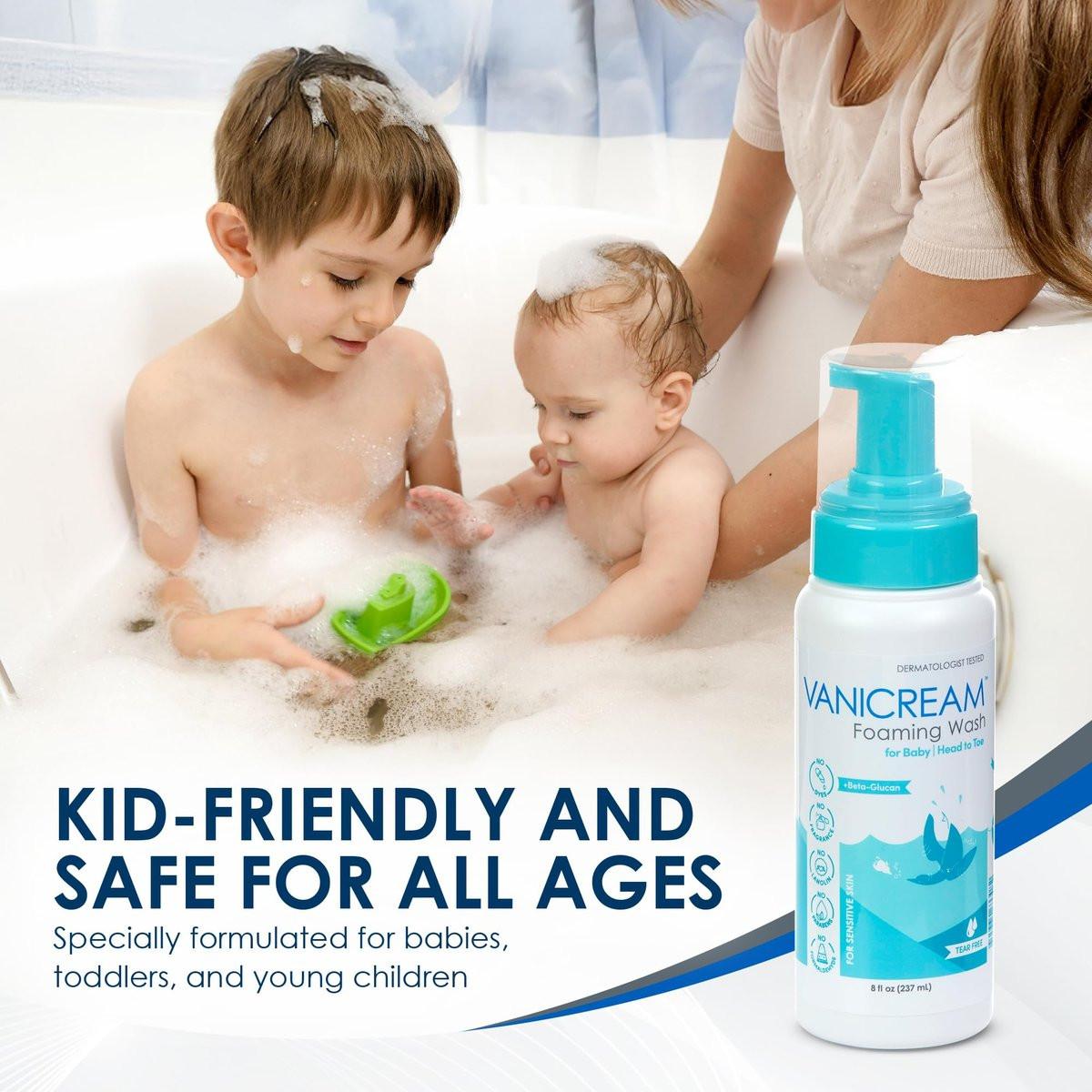 Vanicream Foaming Wash für Babys, 8 Unzen – Sanfte Reinigung & Feuchtigkeit, Tränenfreies Babyshampoo und Duschgel mit Beta-Glucan, ohne häufige Reizstoffe für empfindliche Haut, alle Altersstufen