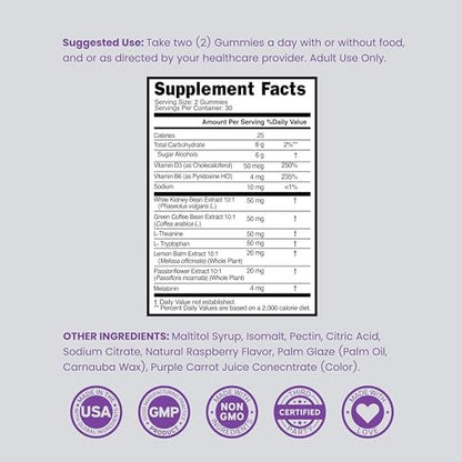 Nachtzeit Fatburner Gummibärchen (60 Stück) – Gewichtsverlust & Stoffwechsel – Zuckerfrei – Himbeergeschmack – Melatonin-Ergänzung – Vegan – Laborgeprüft – Hergestellt in den USA