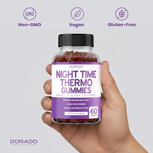 Nachtzeit Fatburner Gummibärchen (60 Stück) – Gewichtsverlust & Stoffwechsel – Zuckerfrei – Himbeergeschmack – Melatonin-Ergänzung – Vegan – Laborgeprüft – Hergestellt in den USA