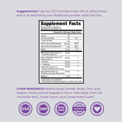 Nachtzeit Fatburner Gummibärchen (60 Stück) – Gewichtsverlust & Stoffwechsel – Zuckerfrei – Himbeergeschmack – Melatonin-Ergänzung – Vegan – Laborgeprüft – Hergestellt in den USA
