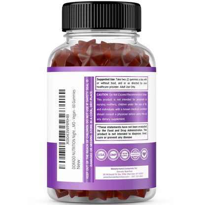 Nachtzeit Fatburner Gummibärchen (60 Stück) – Gewichtsverlust & Stoffwechsel – Zuckerfrei – Himbeergeschmack – Melatonin-Ergänzung – Vegan – Laborgeprüft – Hergestellt in den USA