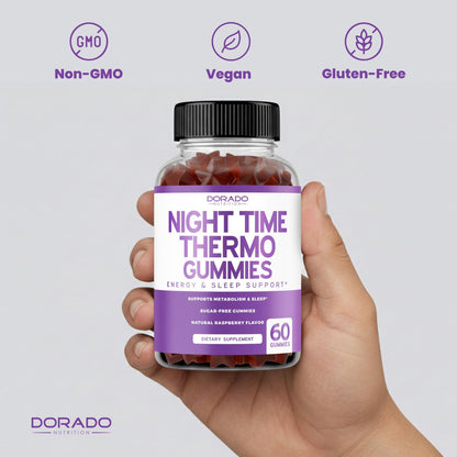 Nachtzeit Fatburner Gummibärchen (60 Stück) – Gewichtsverlust & Stoffwechsel – Zuckerfrei – Himbeergeschmack – Melatonin-Ergänzung – Vegan – Laborgeprüft – Hergestellt in den USA