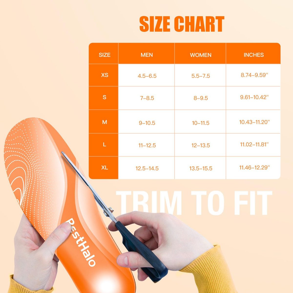 BestHalo Schwere Plantarfasziitis Einlagen - 220+ lbs Hohe Fußgewölbeunterstützung Orthopädische Einlagen für Schmerzlinderung, Plattfüße, Fersenschmerzen, Arbeitsstiefel (Orange, Herren 7-8.5 | Damen 8-9.5)