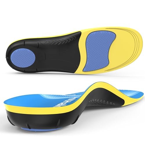 BestHalo Schwere Plantarfasziitis Einlagen – 220+ lbs Hohe Fußgewölbeunterstützung Orthopädische Einlagen zur Schmerzlinderung, für Plattfüße, Fersenschmerzen, Arbeitsstiefel (Blau, Herren 9-10,5 | Damen 10-11,5)