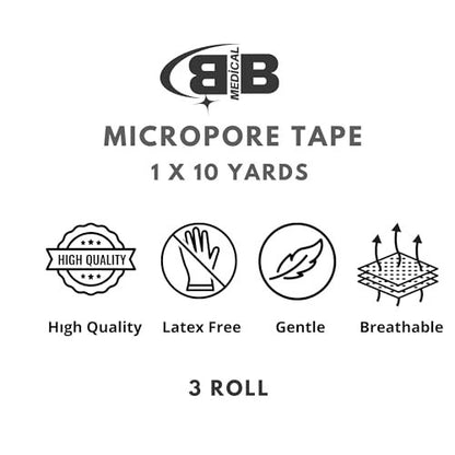 BB Micropore Tape - Tan, 2,5 cm breit - 3er-Pack - Erste-Hilfe-Band - BUNNY BUGGS